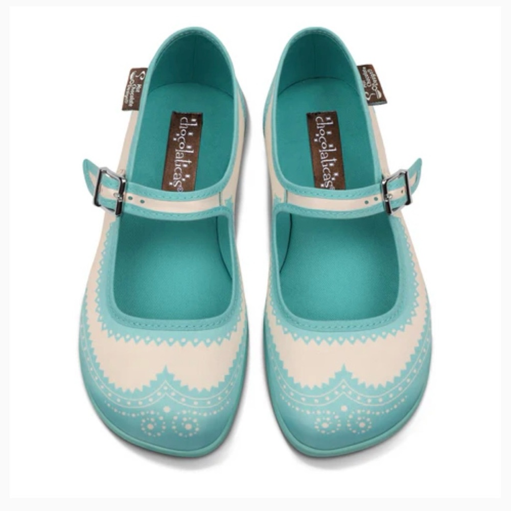 Hot Chocolate Designs Mary Jane Retro blue and white Sz 10